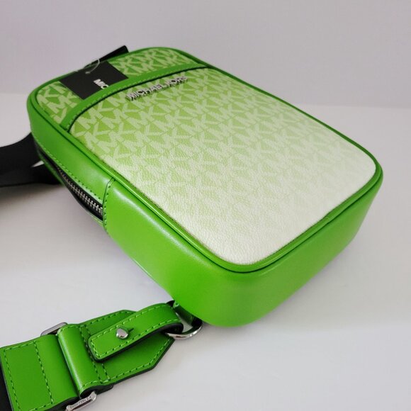 Michael Kors Cooper Medium Sling Pack Messenger Bag Jungle Green MK Ombre - Picture 6 of 7